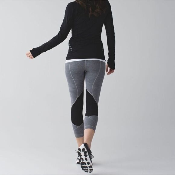 Lululemon Pace Rival Crop Legging Heather Gray Black - Picture 14 of 15